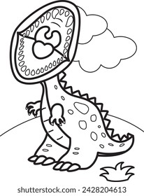 Cute Animal Dinosaur Tryannosaurus Trex Cartoon Coloring for Kids and Adult