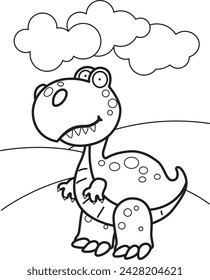 Cute Animal Dinosaur Tryannosaurus Trex Cartoon Coloring for Kids and Adult