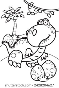 Cute Animal Dinosaur Tryannosaurus Trex Cartoon Coloring for Kids and Adult