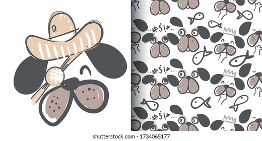 Cute animal dog illustration for kids