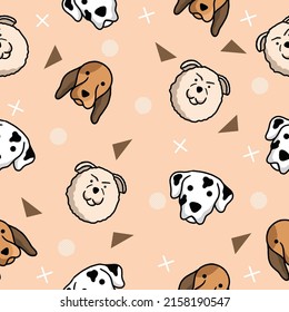 Cute Animal Dog Puppy Puppies Seamless Pattern doodle for Kids and baby