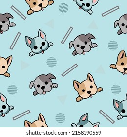 Cute Animal Dog Puppy Puppies Seamless Pattern doodle for Kids and baby