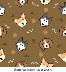 Cute Animal Dog Puppy Puppies Seamless Pattern doodle for Kids and baby