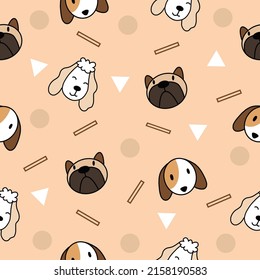 Cute Animal Dog Puppy Puppies Seamless Pattern doodle for Kids and baby