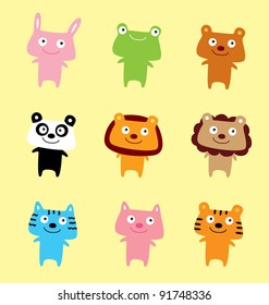 cute animal doll vector