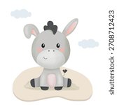 Cute Animal Donkey Cartoon Vector