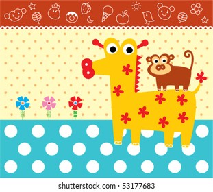 cute animal doodle greeting