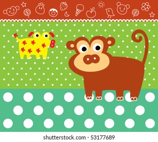 cute animal doodle greeting