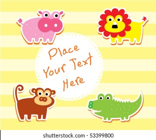 cute animal doodle greeting tag