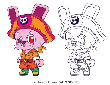 cute animal doodle illustration for book coloring page