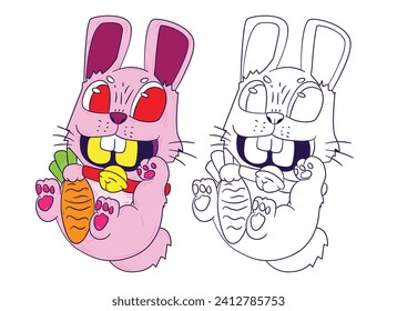 cute animal doodle illustration for book coloring page
