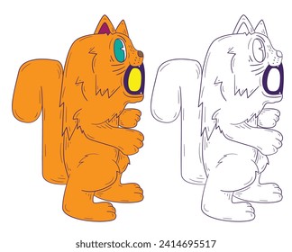 cute animal doodle illustration for book coloring page