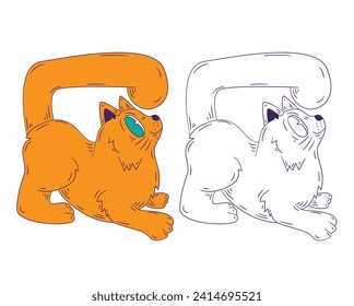 cute animal doodle illustration for book coloring page