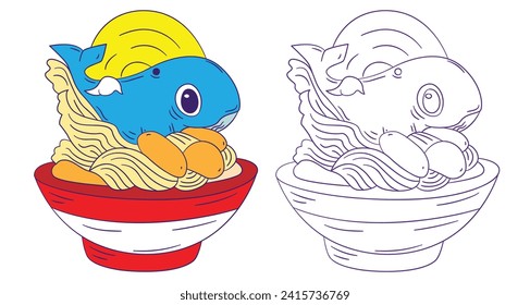 cute animal doodle illustration for book coloring page