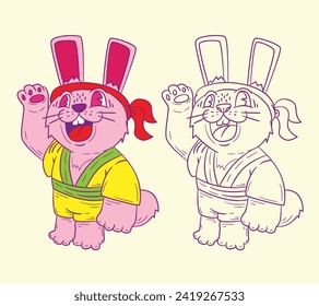 cute animal doodle illustration for book coloring page
