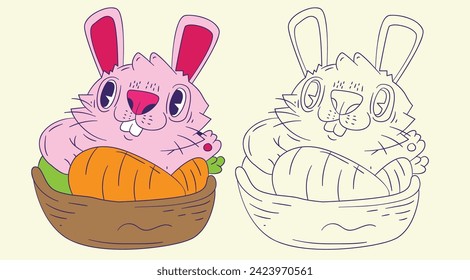 cute animal doodle illustration for book coloring page