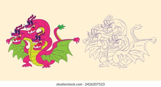 cute animal doodle illustration for book coloring page