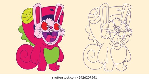 cute animal doodle illustration for book coloring page