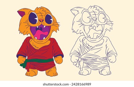 cute animal doodle illustration for book coloring page