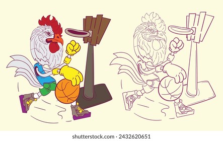 cute animal doodle illustration for book coloring page