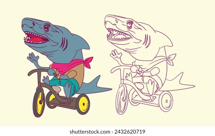 cute animal doodle illustration for book coloring page