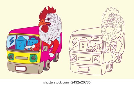 cute animal doodle illustration for book coloring page