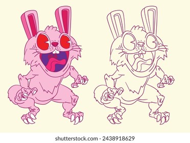 cute animal doodle illustration for book coloring page
