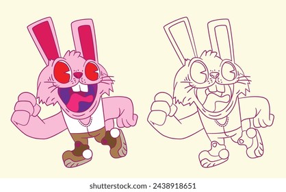 cute animal doodle illustration for book coloring page