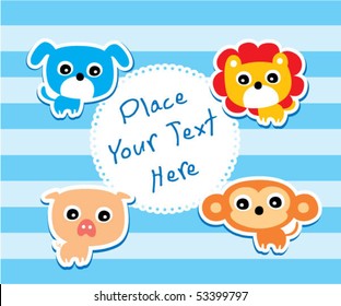 cute animal doodle tag