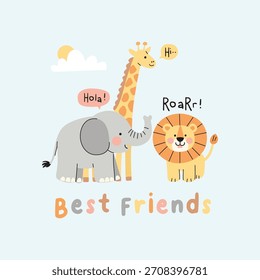 Conjunto de Vector de Doodle animal lindo 