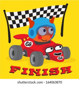 A cute animal driving a race car to success / Race Car vector