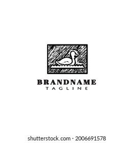 cute animal duck logo template icon modern vector illustration