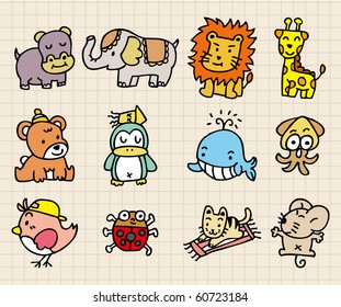 cute animal element, hand draw icon