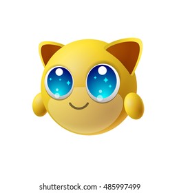 Cute animal emoji with big eyes, cartoon character, isolated background, vector illustration.