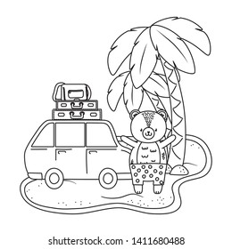 cute animal enjoying summer time cartoon