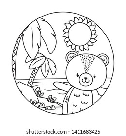 cute animal enjoying summer time cartoon