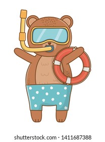 cute animal enjoying summer time cartoon