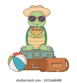 cute animal enjoying summer vacations. turtle.