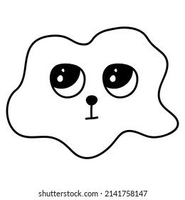 Cute animal face. Brings out emotion. Sticker, logo.
Black lines. Doodle, flat style.