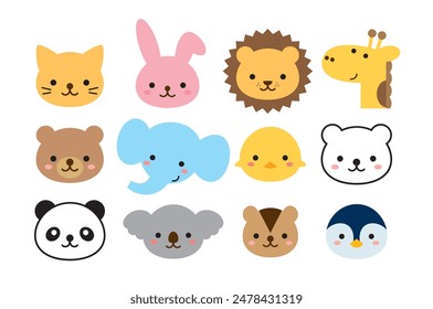 Lindo animal cara icono colección