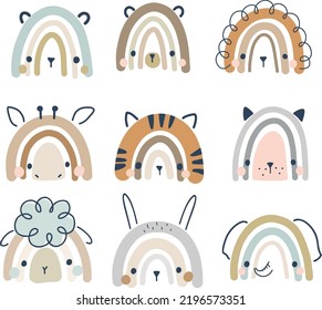 Ilustraciones de la cara animal, arcos vectoriales