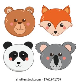 Colección de vectores de cara animal