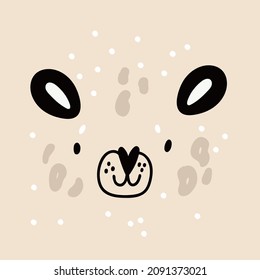 Cute animal face. Wild cat square poster