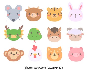 cute animal faces according to the year of the zodiac