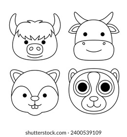 ilustración vectorial de libros de colores para rostros de animales lindos