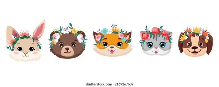 Cute animal faces and