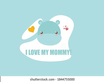 cute animal faces with inscriptions, colored vector illustration on a white background