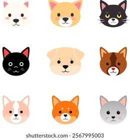 cute animal faces pets icon