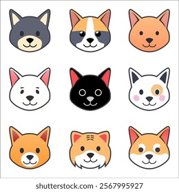 cute animal faces pets icon