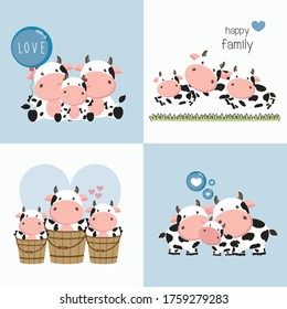 Cute  Animal Family. Father Mother and baby. Vector illustration.